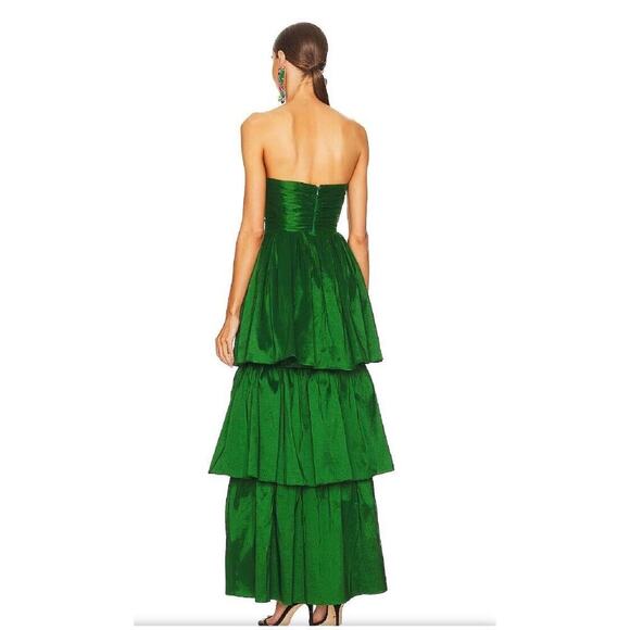 Lovers and Friends Michie Maxi Dress gown green tiered mini NWT Revolve $298 S - Picture 8 of 12